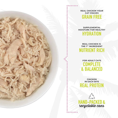 Tiki Cat Luau Shredded Chicken Recipe in Chicken Consommé, Grain-Free Wet Canned Cat Food for All Life Stages, 2.8 Oz. Can (12 Count)