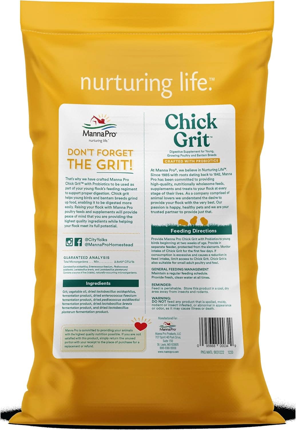 Chick Grit - Digestive Supplement for Young Poultry and Bantam Breeds with Probiotics, 25 lbs of Natural Insoluble Crushed Granite, Free from Artificial Ingredients and Preservatives
