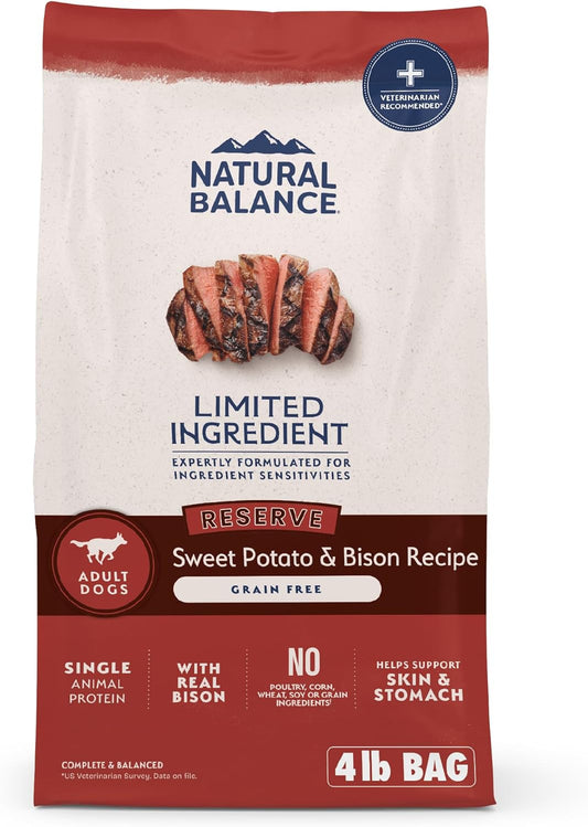 Limited Ingredient Adult Grain-Free Dry Dog Food, Sweet Potato & BISON Recipe, 4 lb.
