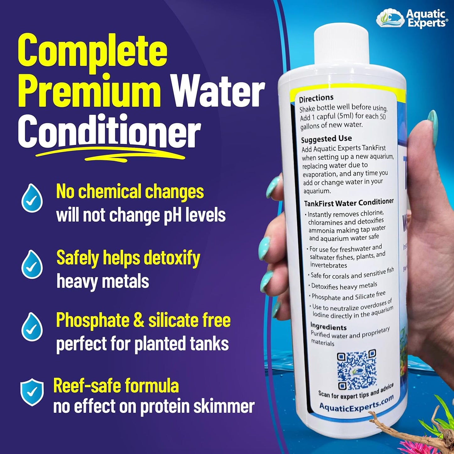 Tankfirst Complete Aquarium Water Conditioner - Advanced Formula for Instant Removal of Chlorine, Chloramines, and Ammonia Detoxification (Concentrate, 500 ml)