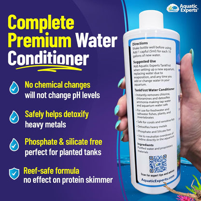 Tankfirst Complete Aquarium Water Conditioner - Effective Removal of Chlorine, Chloramines, and Ammonia Detoxification for Aquatic Environments (Regular, 500 mL)