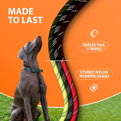 Durable Bungee Leash for Medium to Large Dogs with Anti-Pull Shock Absorption - Non-Slip Reflective Outdoor Lead (Teal, 5.5 Ft)
