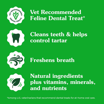 Feline Adult Dental Treats with Tempting Tuna Flavor, 9.75 Oz Tub
