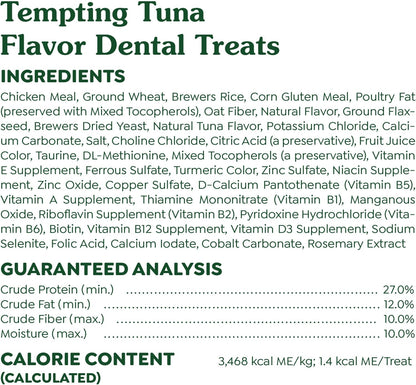 Feline Adult Dental Treats with Tempting Tuna Flavor, 9.75 Oz Tub