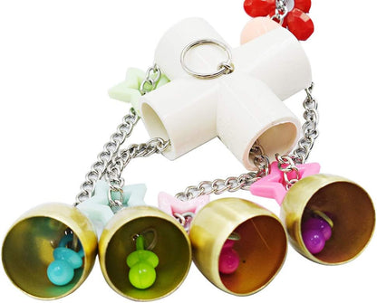 Colorful Bird Swing Toy with Bell - Hanging Accessory for Budgies, Lovebirds, Conures, and Small Parakeets