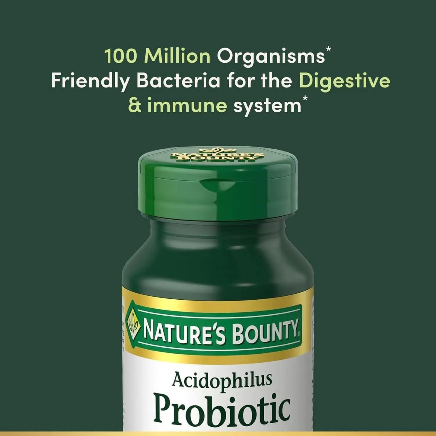 Lactobacillus Acidophilus Probiotic Supplement for Digestive Health - 100 Million Organisms per Serving, Vegetarian, 120 Tablets