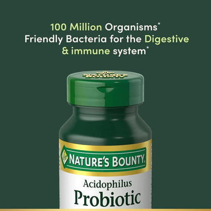 Lactobacillus Acidophilus Probiotic Supplement for Digestive Health - 100 Million Organisms per Serving, Vegetarian, 120 Tablets