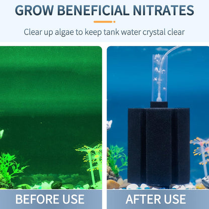 Large Bio Sponge Filter - Quiet Foam Filter for Betta, Fry, Shrimp, and Small Fish for Aquariums up to 50 Gallons