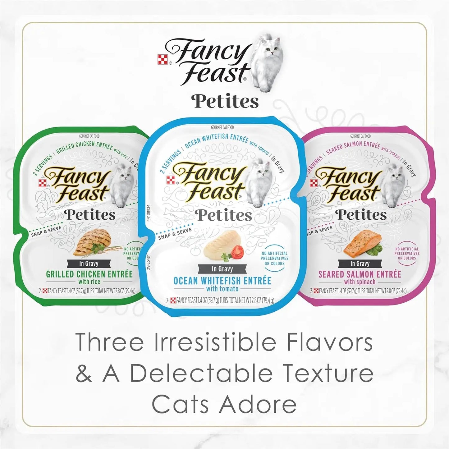 Purina  Gourmet Wet Cat Food Variety Pack, Petites Gravy Collection, Break-Apart Tubs, 48 Servings (24 Pack, 2.8 Oz. Tubs)