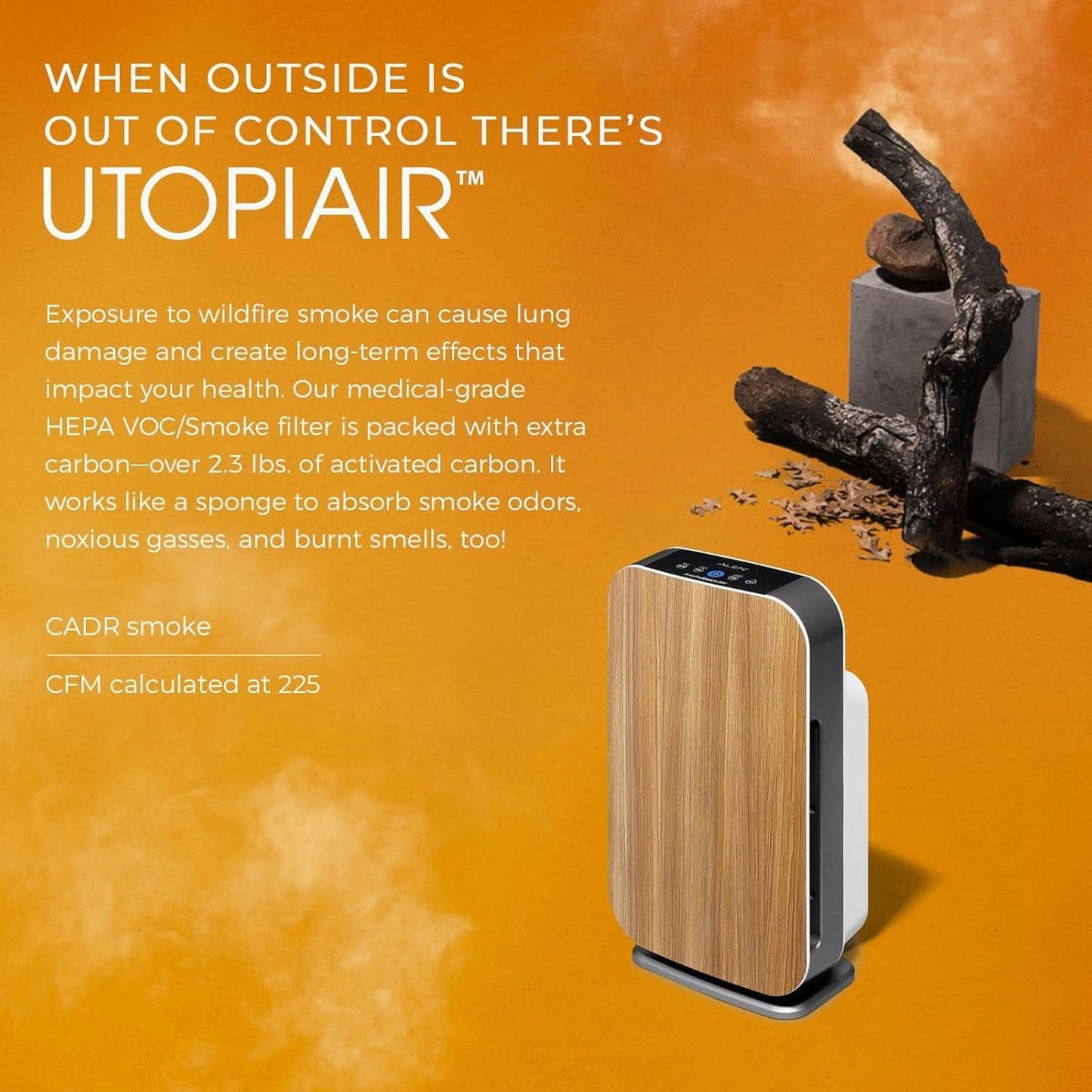 Breathesmart Flex HEPA Air Purifier with VOC and Smoke Filter - Coverage for Up to 1400 Sq. Ft - Ideal for Bedrooms - Effectively Captures Allergens, Dust, Mold, VOCs, and Smoke