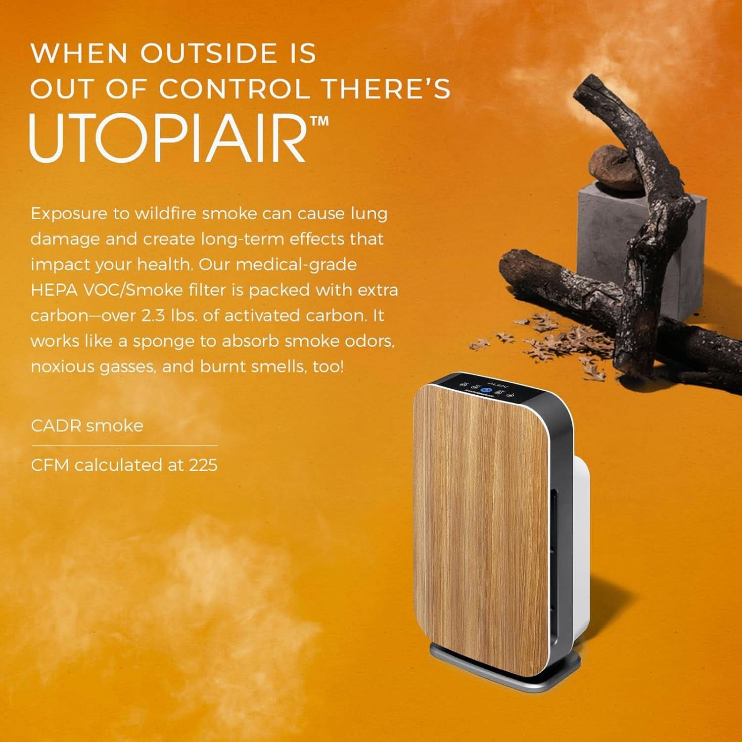 Breathesmart Flex HEPA Air Purifier with VOC and Smoke Filter - Coverage for Up to 1400 Sq. Ft - Ideal for Bedrooms - Effectively Captures Allergens, Dust, Mold, VOCs, and Smoke