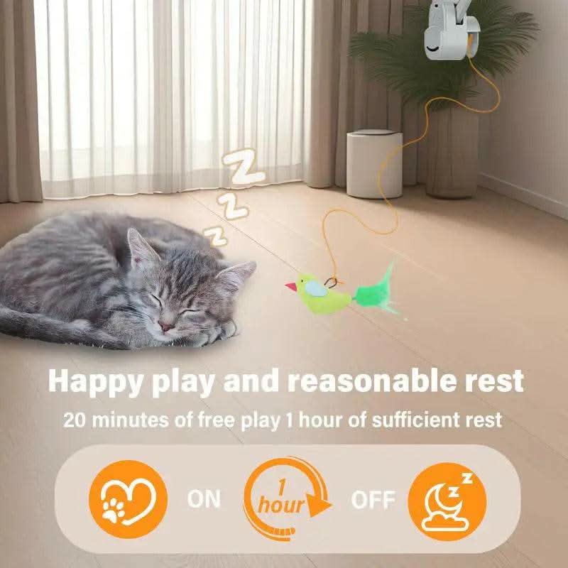 Interactive Cat Toys for Indoor Cats Automatic Electric Flying Bird Feather Wand Toy - Best Kitten & Adult Cat Enrichment Stimulation Toy Hanging Electric Kitty Toys for Bored Cats