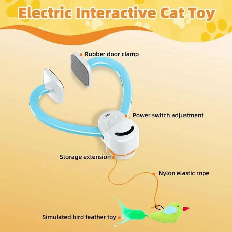 Interactive Cat Toys for Indoor Cats Automatic Electric Flying Bird Feather Wand Toy - Best Kitten & Adult Cat Enrichment Stimulation Toy Hanging Electric Kitty Toys for Bored Cats