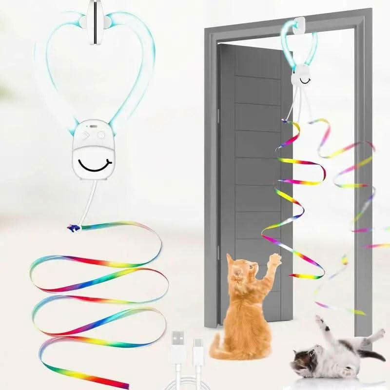 Interactive Cat Toys for Indoor Cats Automatic Electric Flying Bird Feather Wand Toy - Best Kitten & Adult Cat Enrichment Stimulation Toy Hanging Electric Kitty Toys for Bored Cats