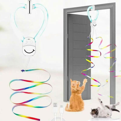 Interactive Cat Toys for Indoor Cats Automatic Electric Flying Bird Feather Wand Toy - Best Kitten & Adult Cat Enrichment Stimulation Toy Hanging Electric Kitty Toys for Bored Cats