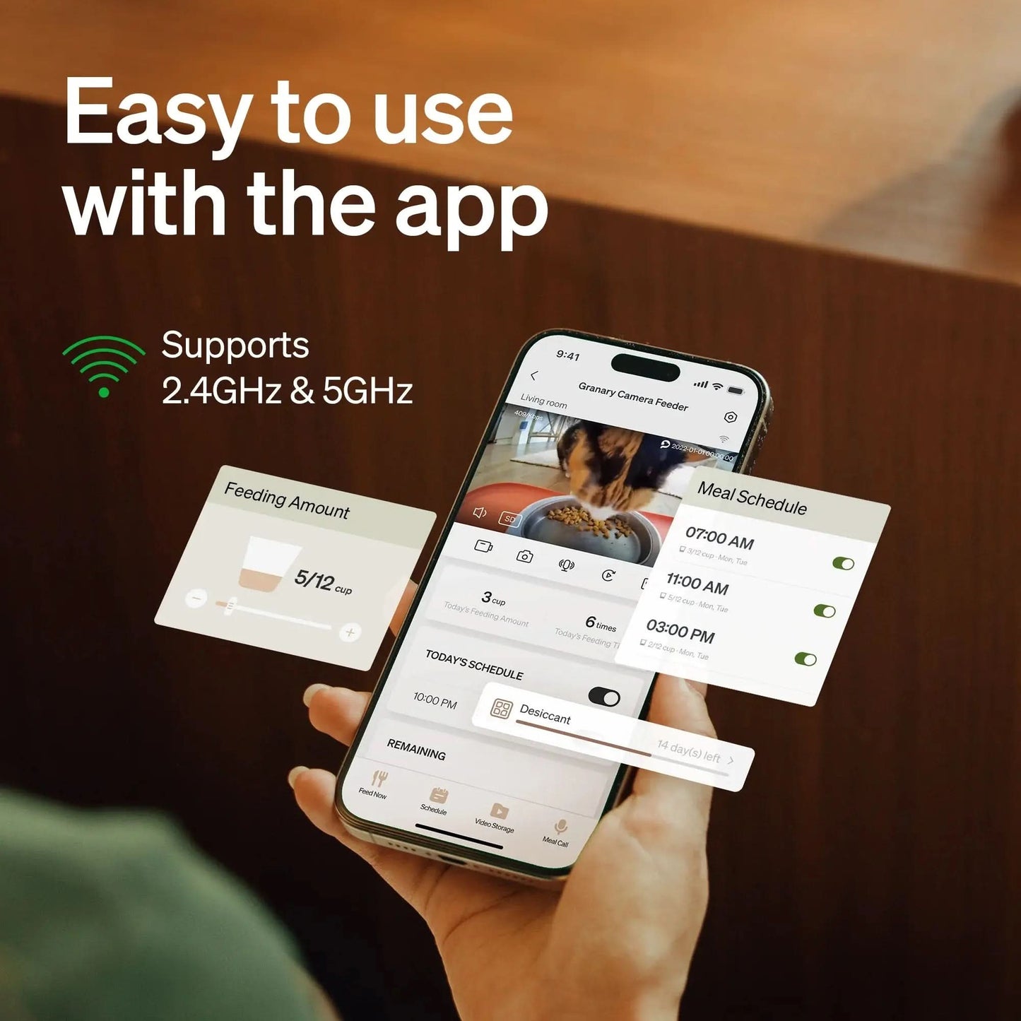 Automatic Cat Feeder with Camera, 1080P HD Video with Night Vision, 5G Wifi Pet Feeder with 2-Way Audio, Low Food & Blockage Sensor, Motion & Sound Alerts for Cat & Dog Single Tray