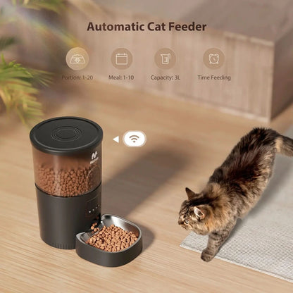 Wifi Automatic Cat Feeders 3L Food Dispenser Timer Smart Pet Feeder with over 180-Day Battery Life
