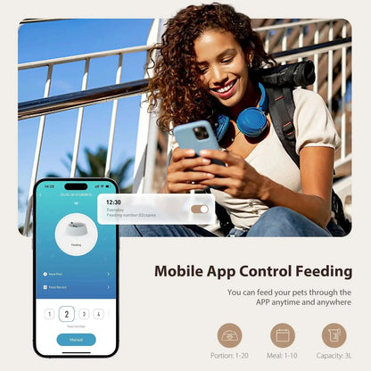 Wifi Automatic Cat Feeders 3L Food Dispenser Timer Smart Pet Feeder with over 180-Day Battery Life