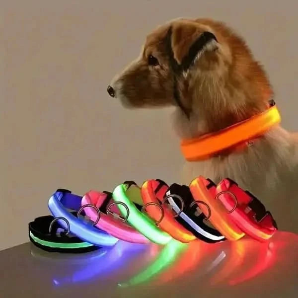 LED Nylon Dog Leash & Collar Set – Glow-in-the-Dark Flashing Pet Gear for Night Safety Stone's Store