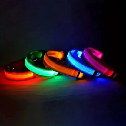 LED Nylon Dog Leash & Collar Set – Glow-in-the-Dark Flashing Pet Gear for Night Safety Stone's Store