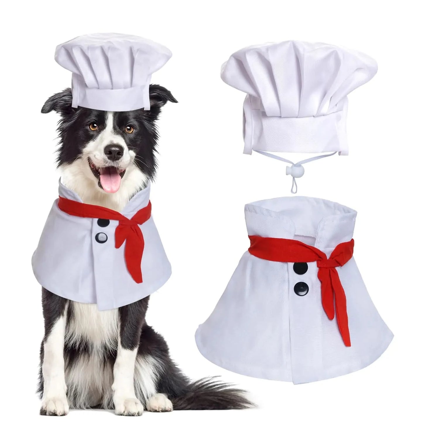 choyaxo Pet Chef Costume Chef Hat with Red Scarf Set Dog Halloween Costume for Small Pet Dogs Cat(Small) - Pets Best shop