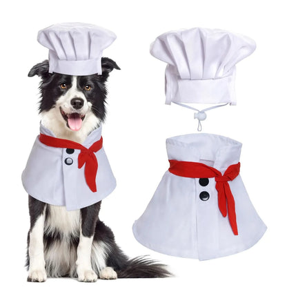 choyaxo Pet Chef Costume Chef Hat with Red Scarf Set Dog Halloween Costume for Small Pet Dogs Cat(Small) - Pets Best shop